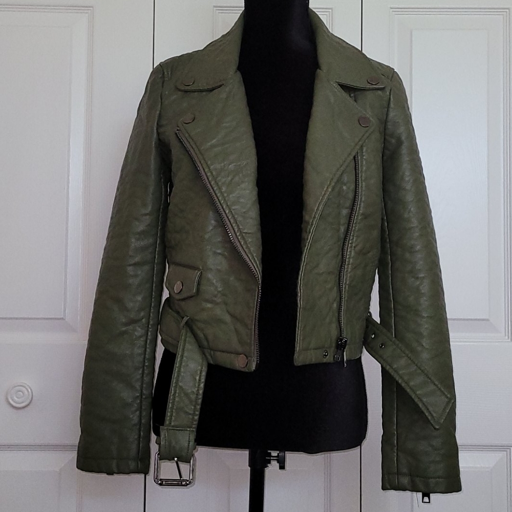 🎉💜HP💜🎉 Joe's Jeans Faux Leather Moto Jacket M - Picture 3 of 9